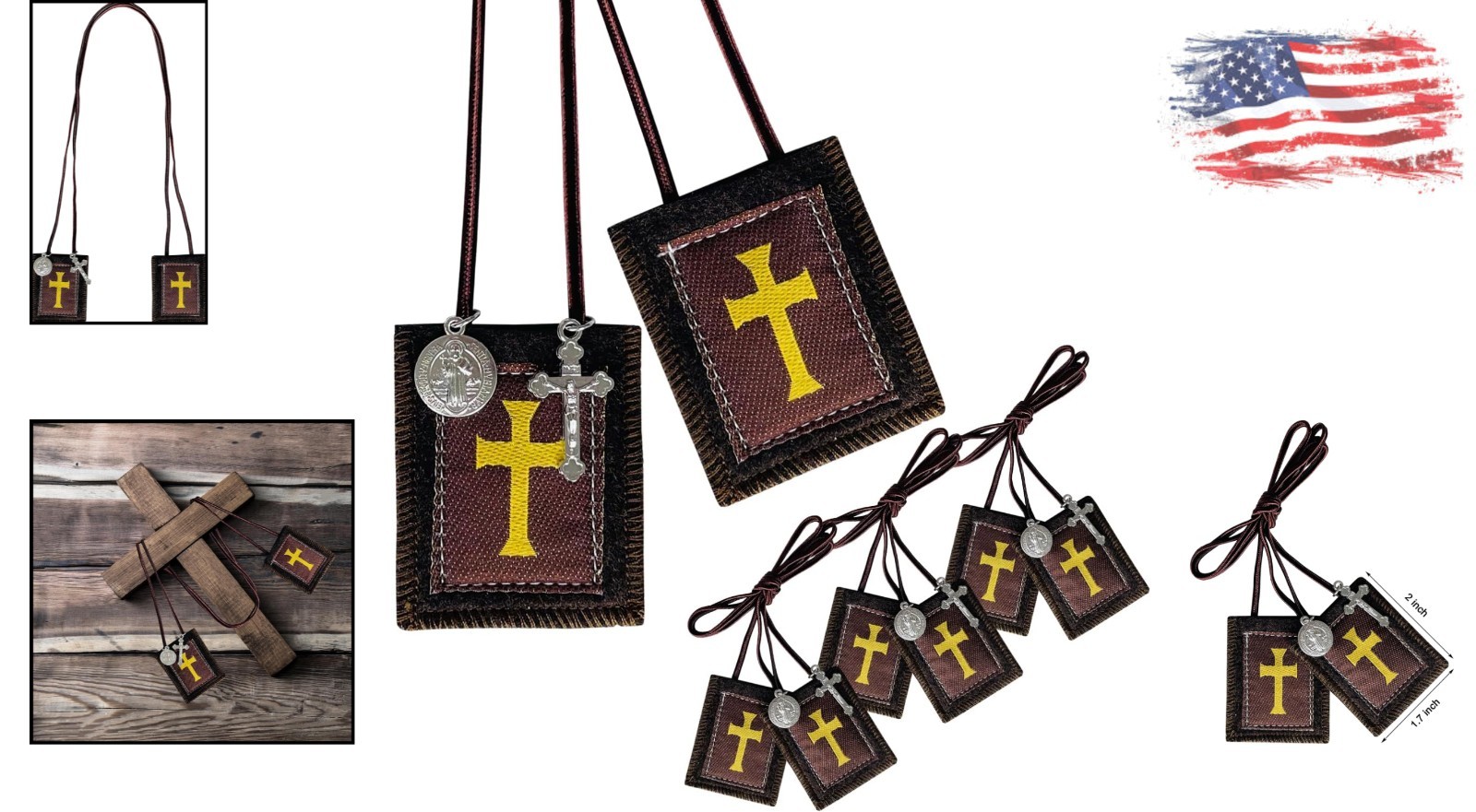 Classic Brown Wool Scapular Set – Ideal Gift for First Communion & Confirmation