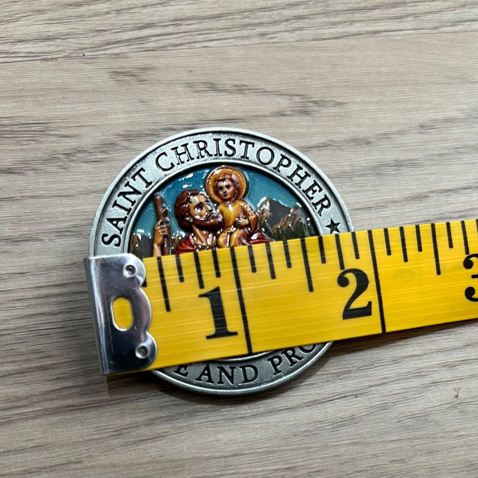 St Christopher Auto Visor Clip Medal + Card Car Protection Medalla San Cristobal
