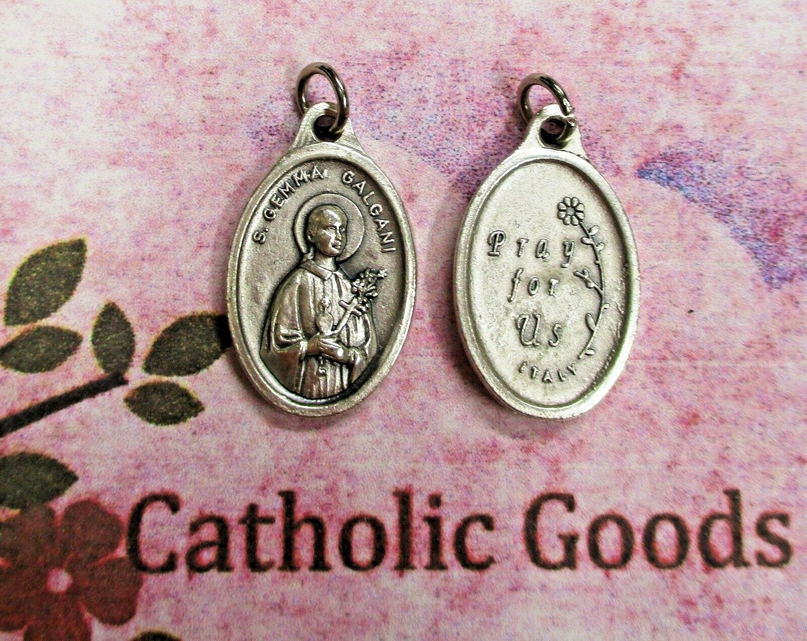 Saint St. Gemma Galgani / Pray for Us – Italian Silver Oxidized 1 inch Medal