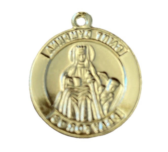 Vintage Saint Dymphna Catholic Medal Pendant Pray For Us