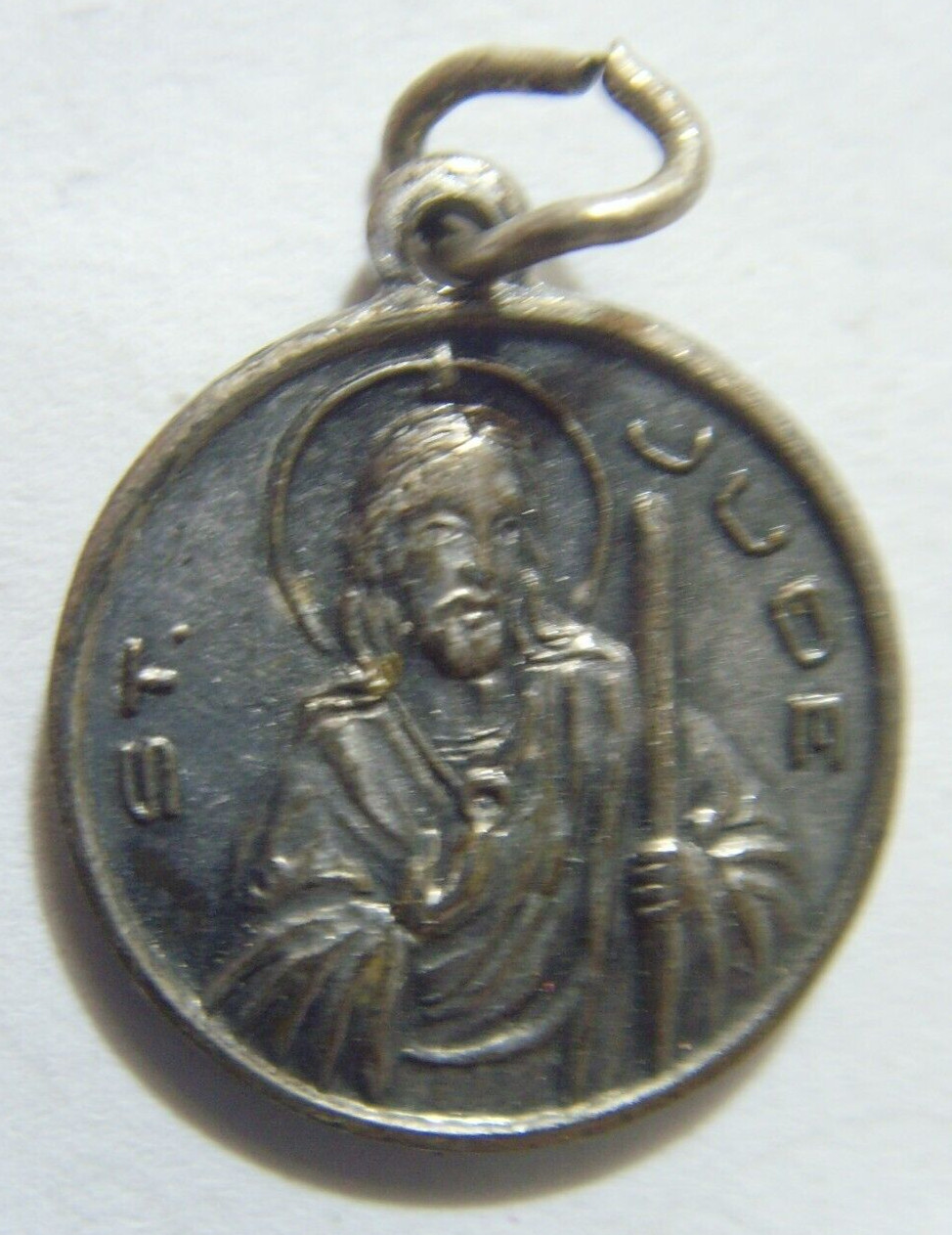 1950s antique Catholic Saint Jude pray for us religious pendant 53665