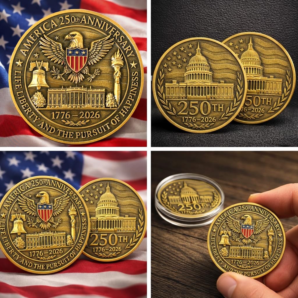 America 1776-2026 250th Anniversary Commemorative Coins, Golden Eagle, Flag…