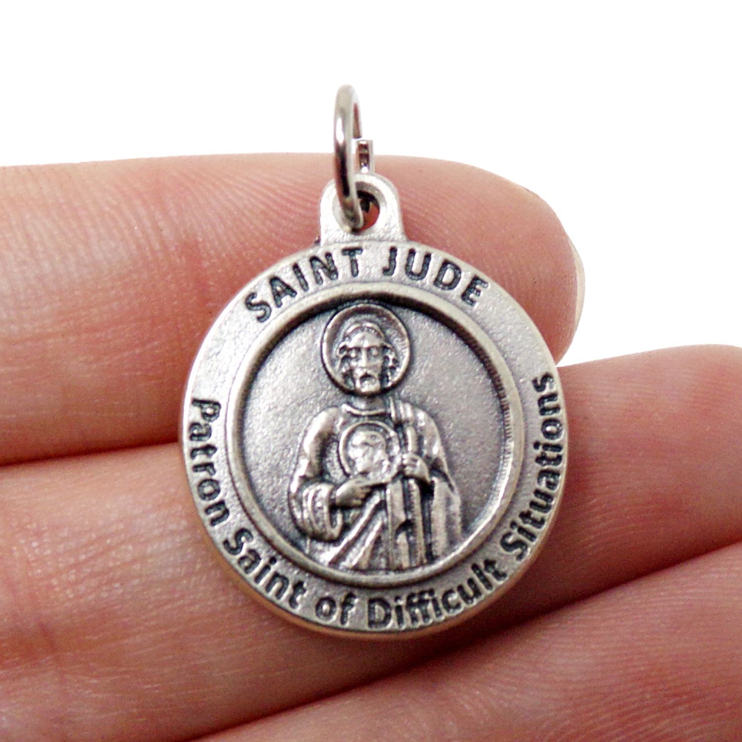 Patron St Saint Jude of Difficult Situations Silver Tone Medals Rosary Part 1 In
