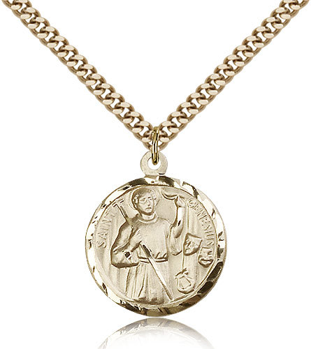 Saint Genesius Medal For Men – Gold Filled Necklace On 24 Chain – 30 Day Mon…