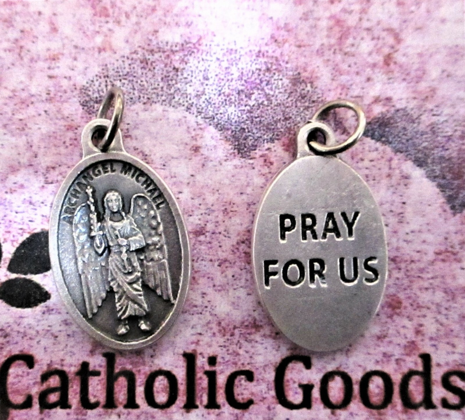 St. Saint Michael the Archangel – Pray for Us -Die-Cast Silver-tone OX 1″ Medal