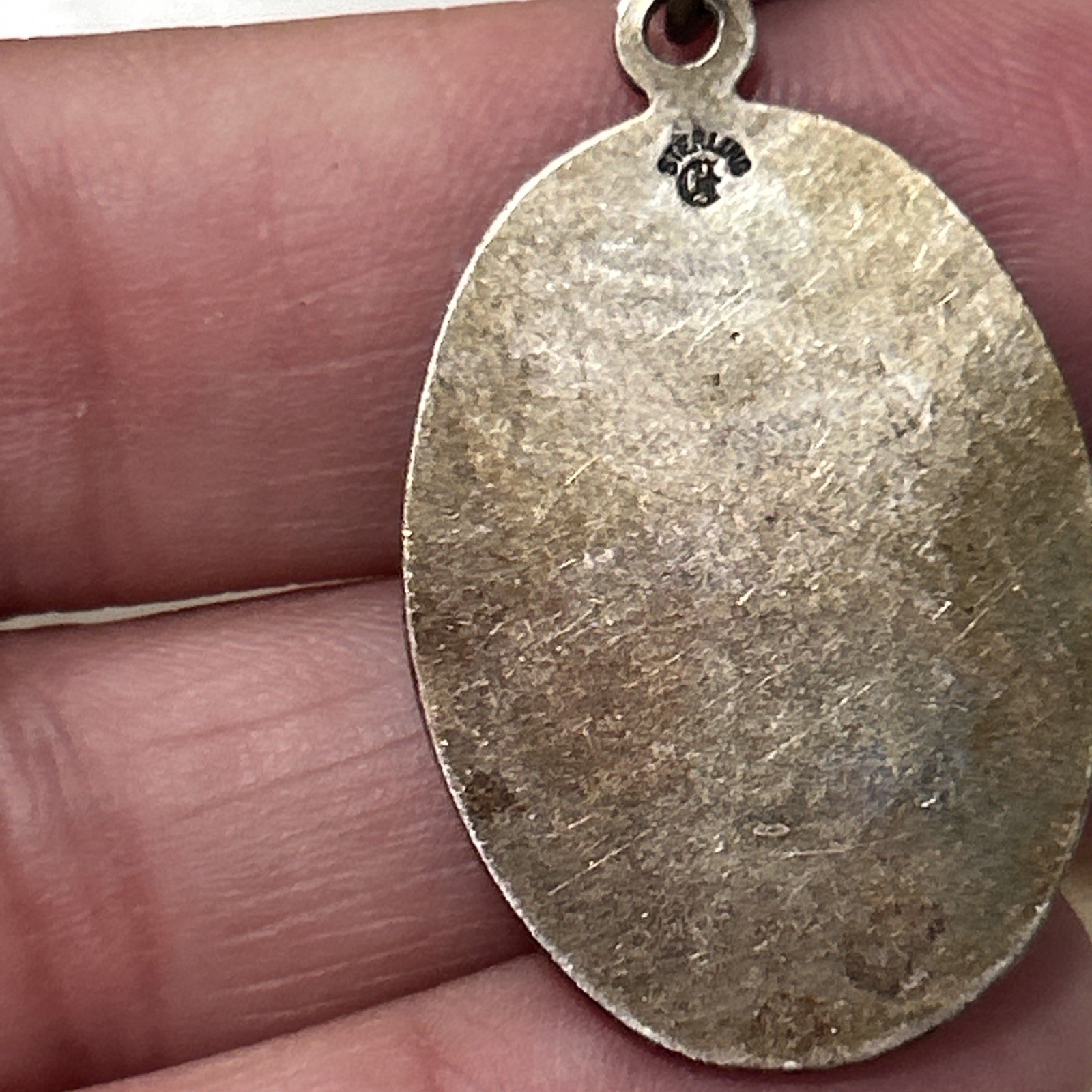 Antique Sterling Silver Saint Christopher Pendant With Chain