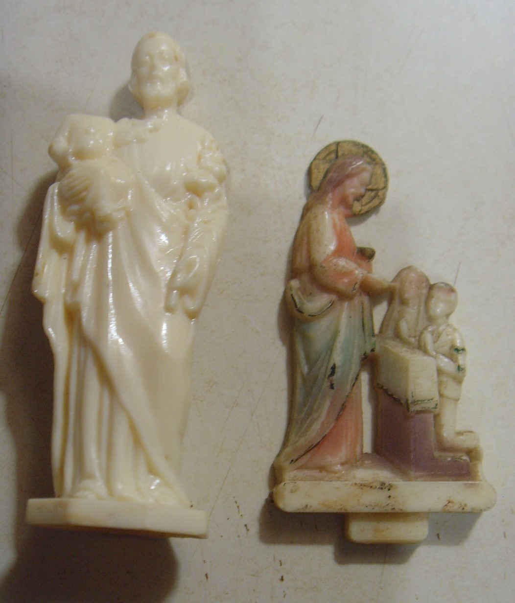 1940s-1950s antique heartland plastic religious catholic Saints icon Lot EL1120