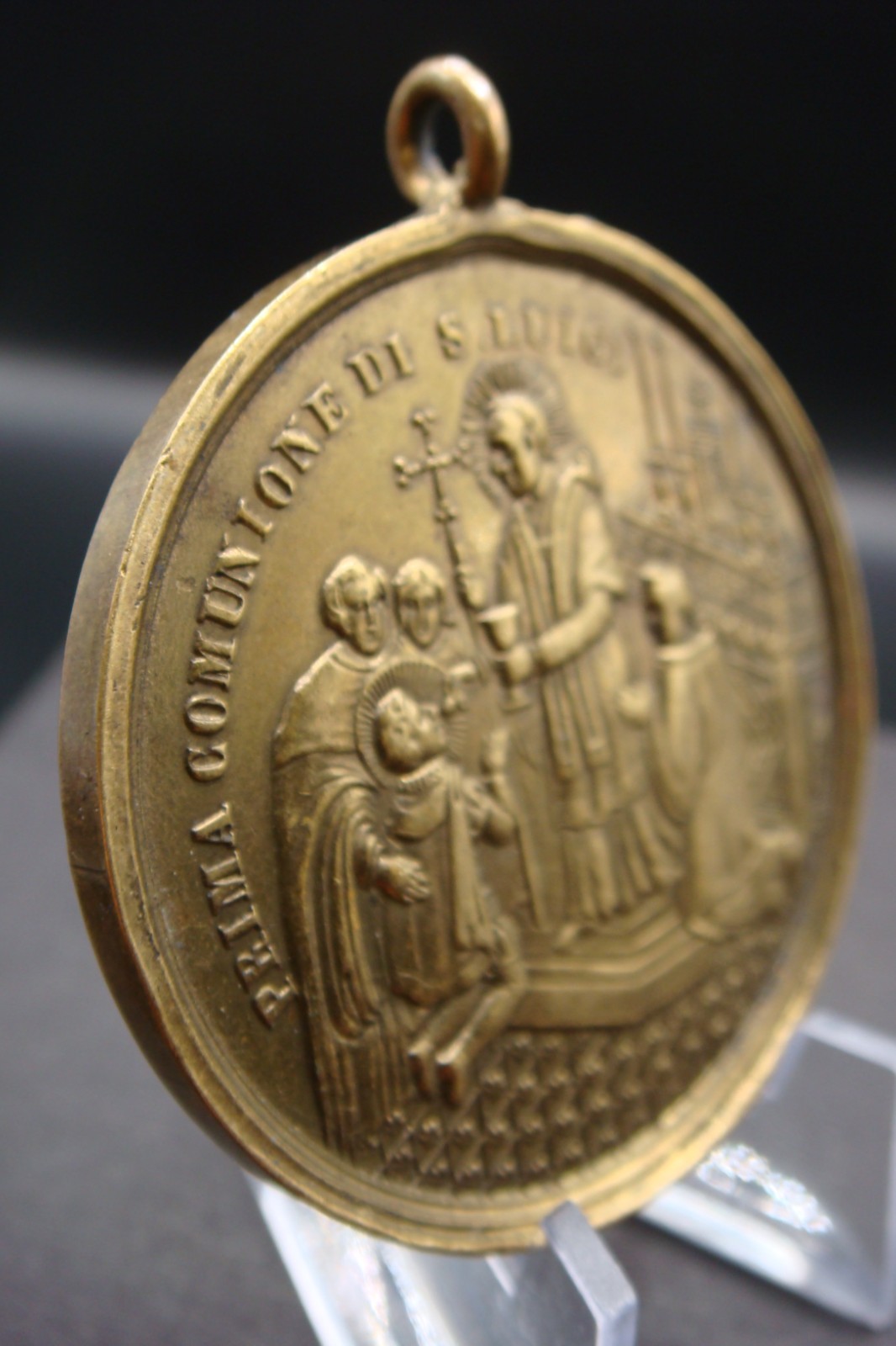 Rare Antique Italian First Holy Communion Commemorative Medal St. Aloysius