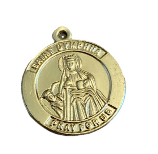 Vintage Saint Dymphna Catholic Medal Pendant Pray For Us