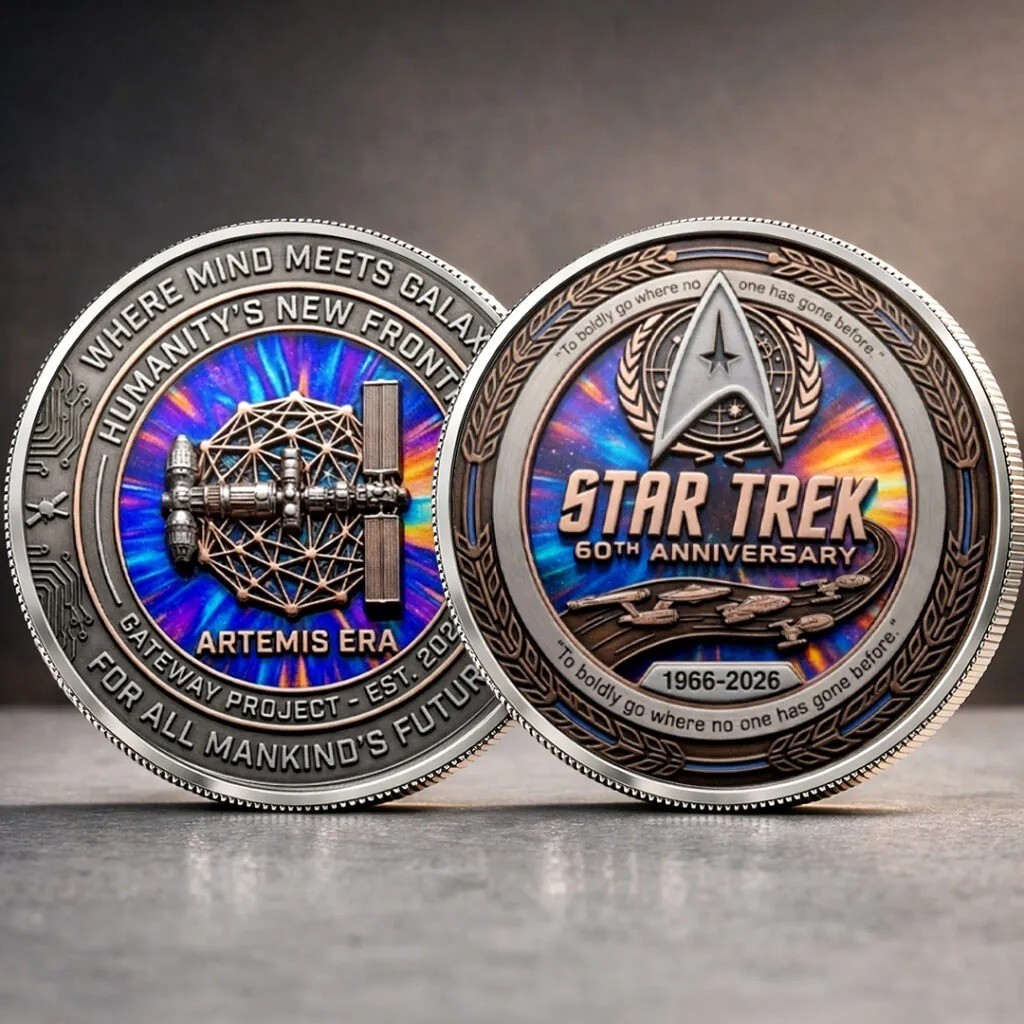 Star Trek 60th Anniversary Coin USS Enterprise Warp Speed 1966-2026 Best Gift