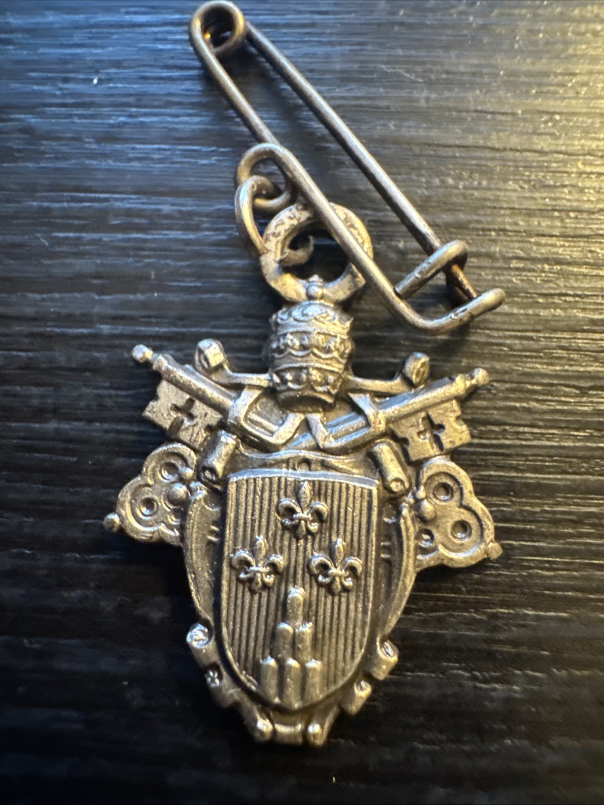 Vintage Vatican City Coat of Arms Brooch Pin Marked Italy Pope Paul VI Catholic
