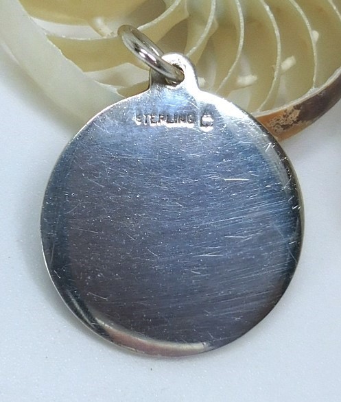 1″ Thomae Deep Sky Blue Enamel St. Christopher Surfer Medal Sterling Silver