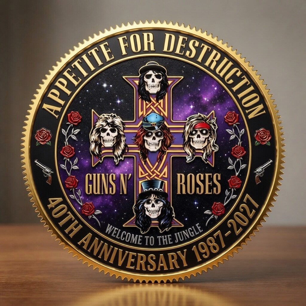 Guns N’ Roses 40th Anniversary Coin 1987-2027 Appetite for Destruction Gold Coin