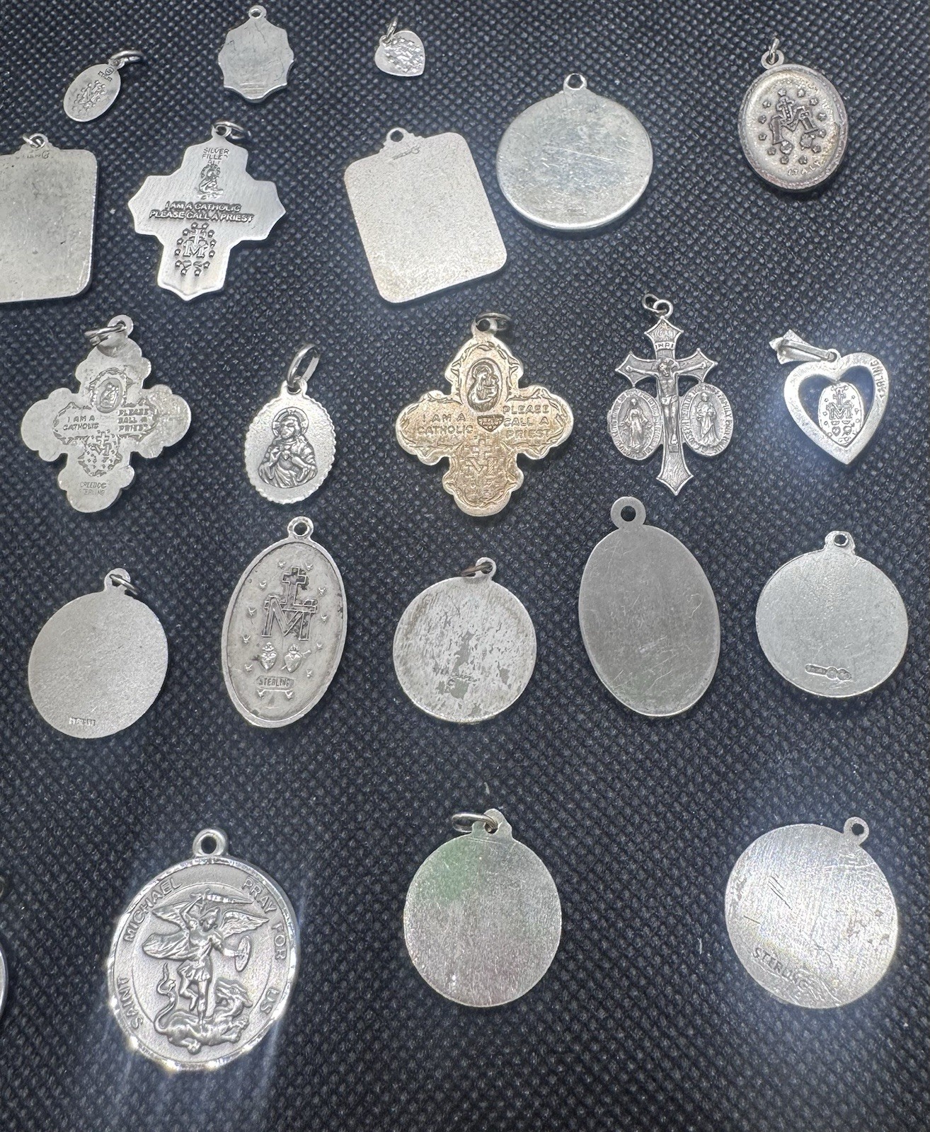 Vintage Silver 925 Religious Pendants,Medals, &Charms. Vintage. Huge lot of (28)