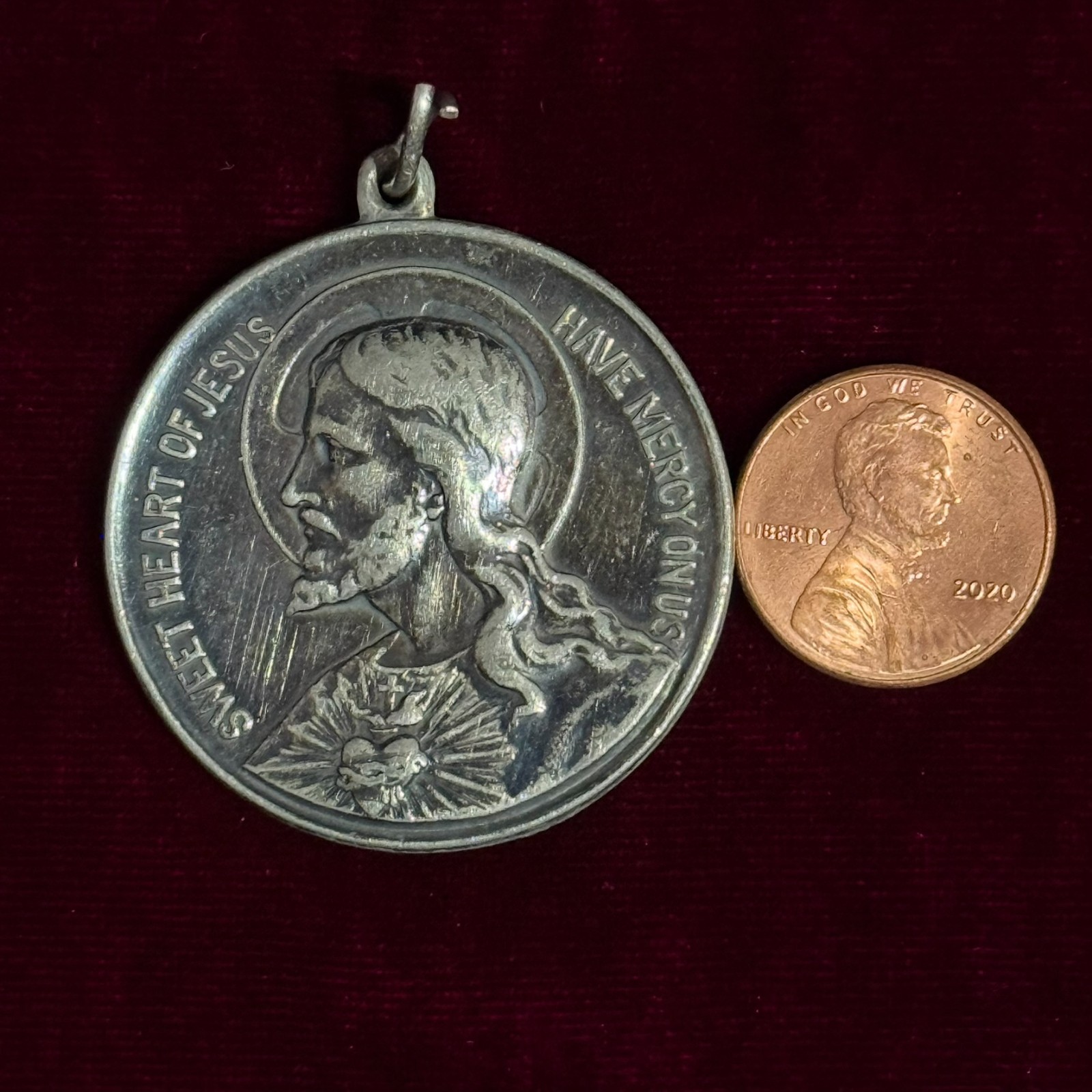 Large Sacred Heart of Jesus Medal 1.6 inch Our Lady of Perpetual Help Italy