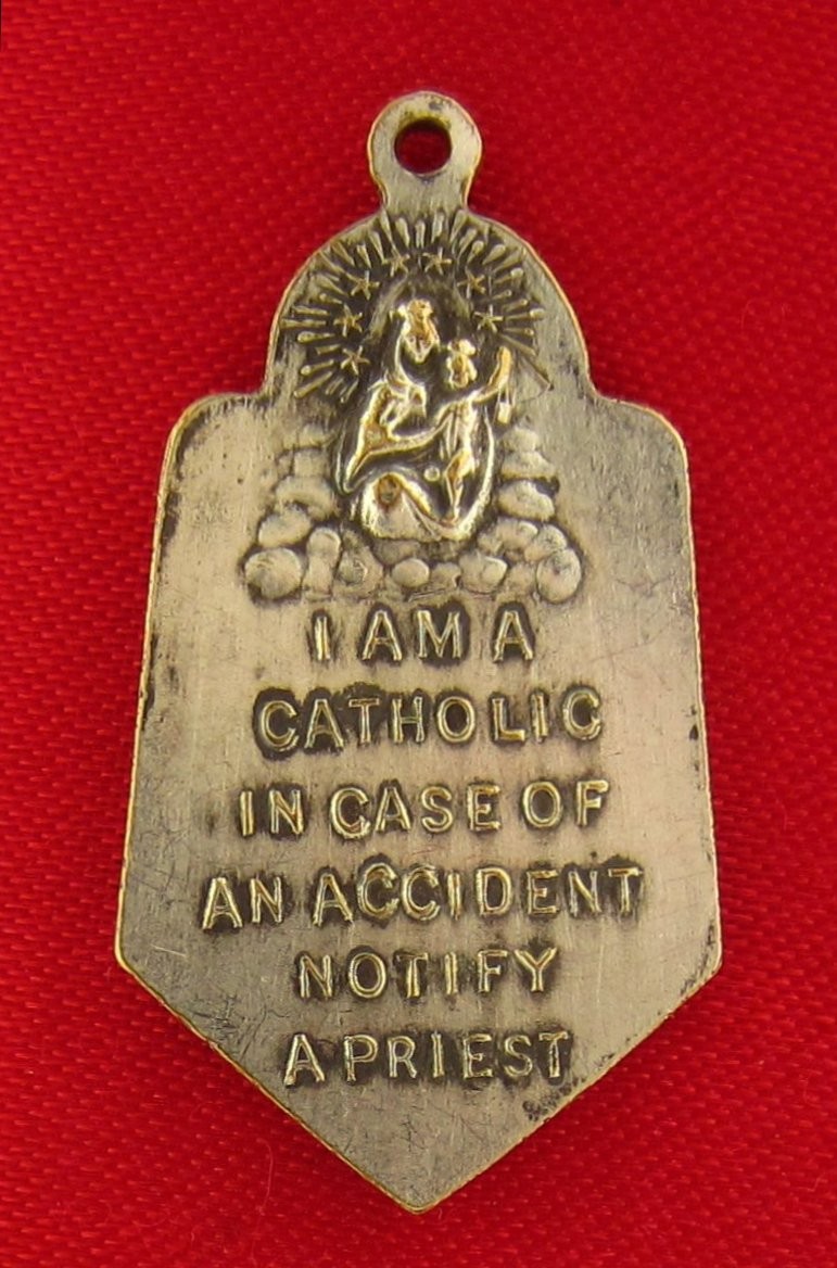 Vintage JESUS Medal SAINT CHRISTOPHER Religious Catholic Two Way Medal ACCIDENT