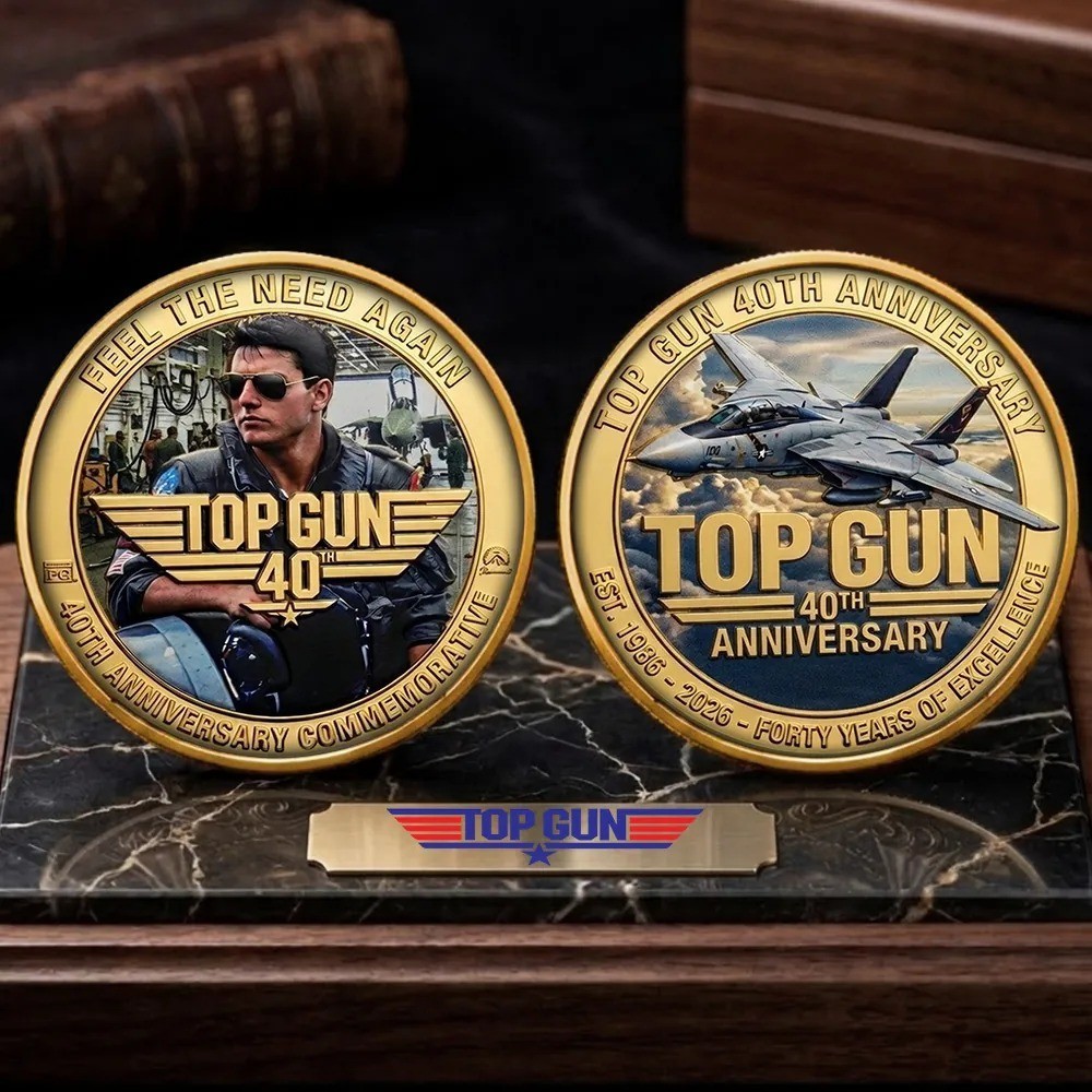 Top Gun 40th Anniversary Coin Maverick Feel The Need Again Gold Challenge Coin