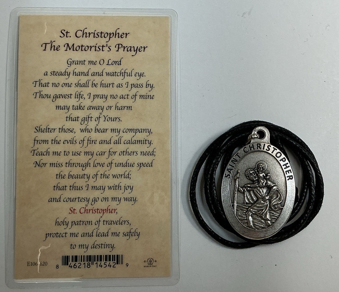 Medal St.Christopher The Motorists Prayer And Holy Card, Healing, In English