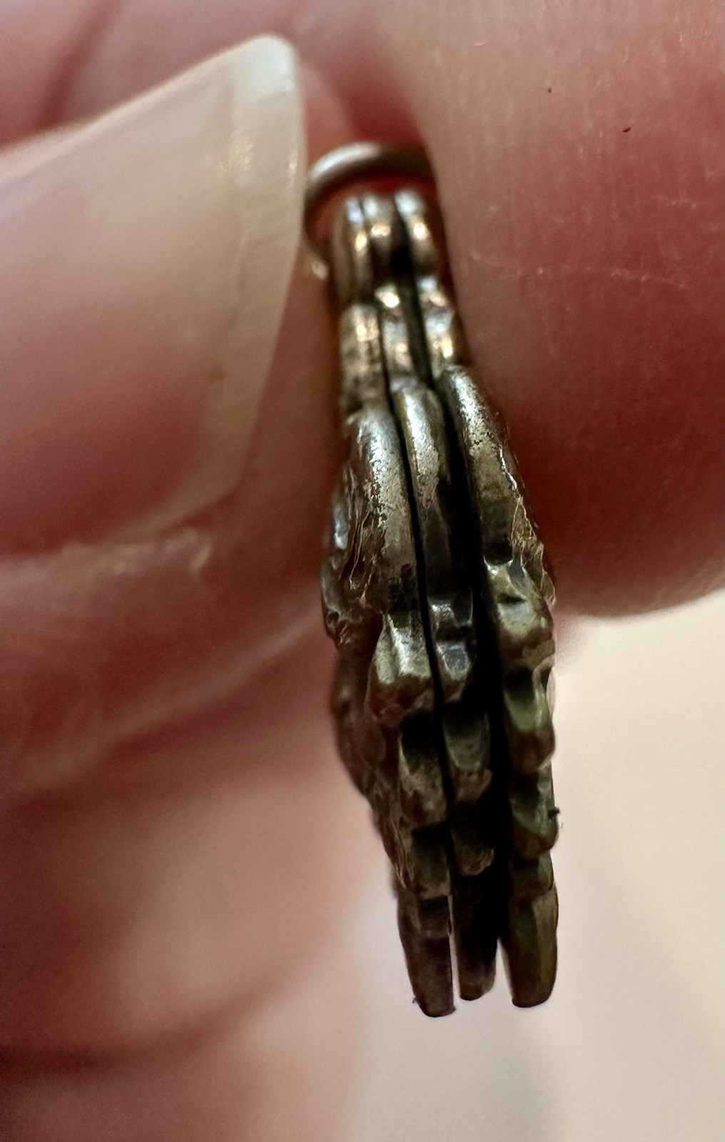 Vintage Catholic Miraculous Rose Triple Slide Sterling Silver Charm Medal