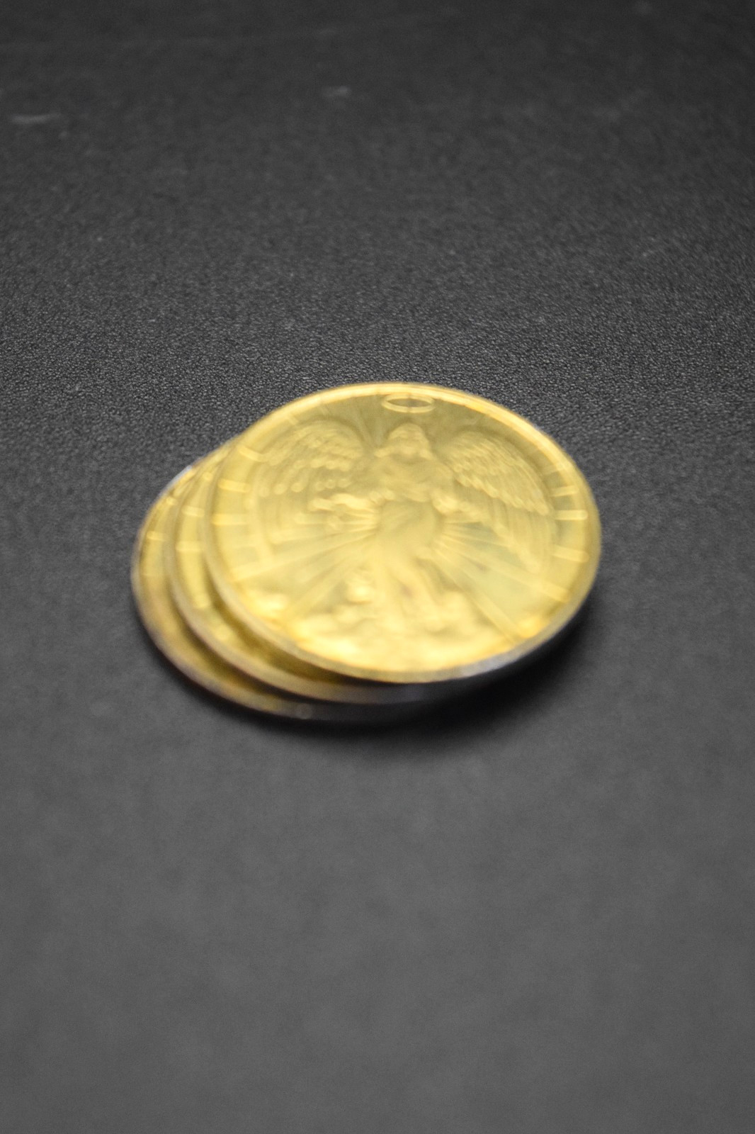 3 VTG Gold Tone Guardian Angel Religious Prayer Coins/Medallions Double Sided