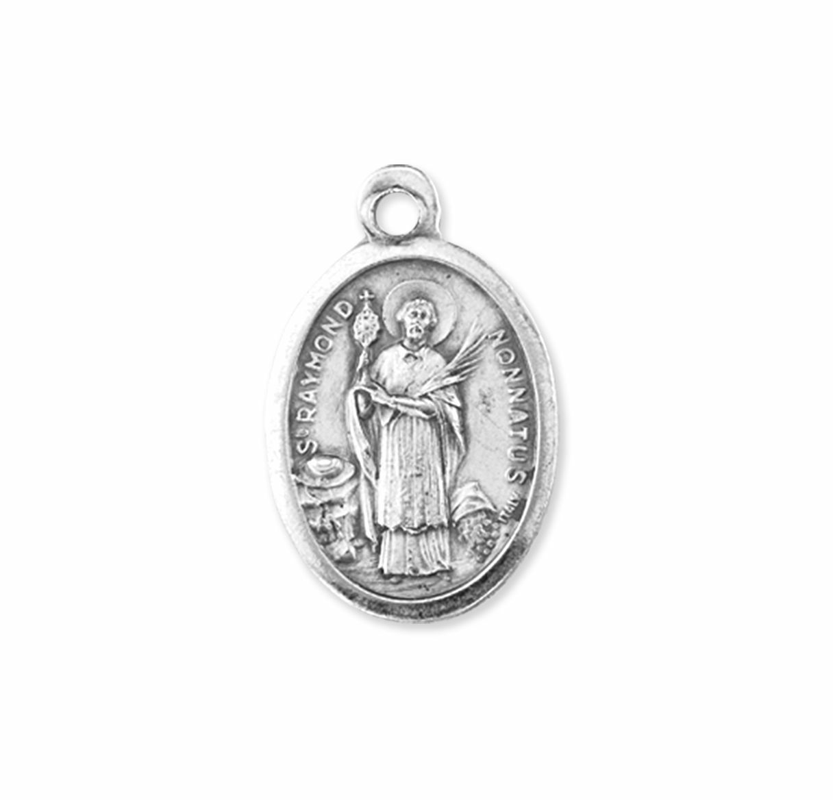 Saint St. Raymond Nonnatus – Oxidized Italian Silver Oxidized 1 inch Medal