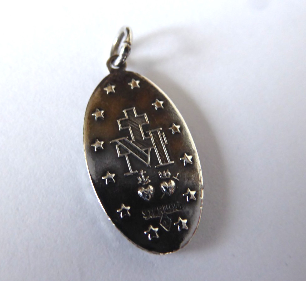 Vintage Chapel Solid Sterling Silver Miraculous Medal Pendant Virgin Mary 1830