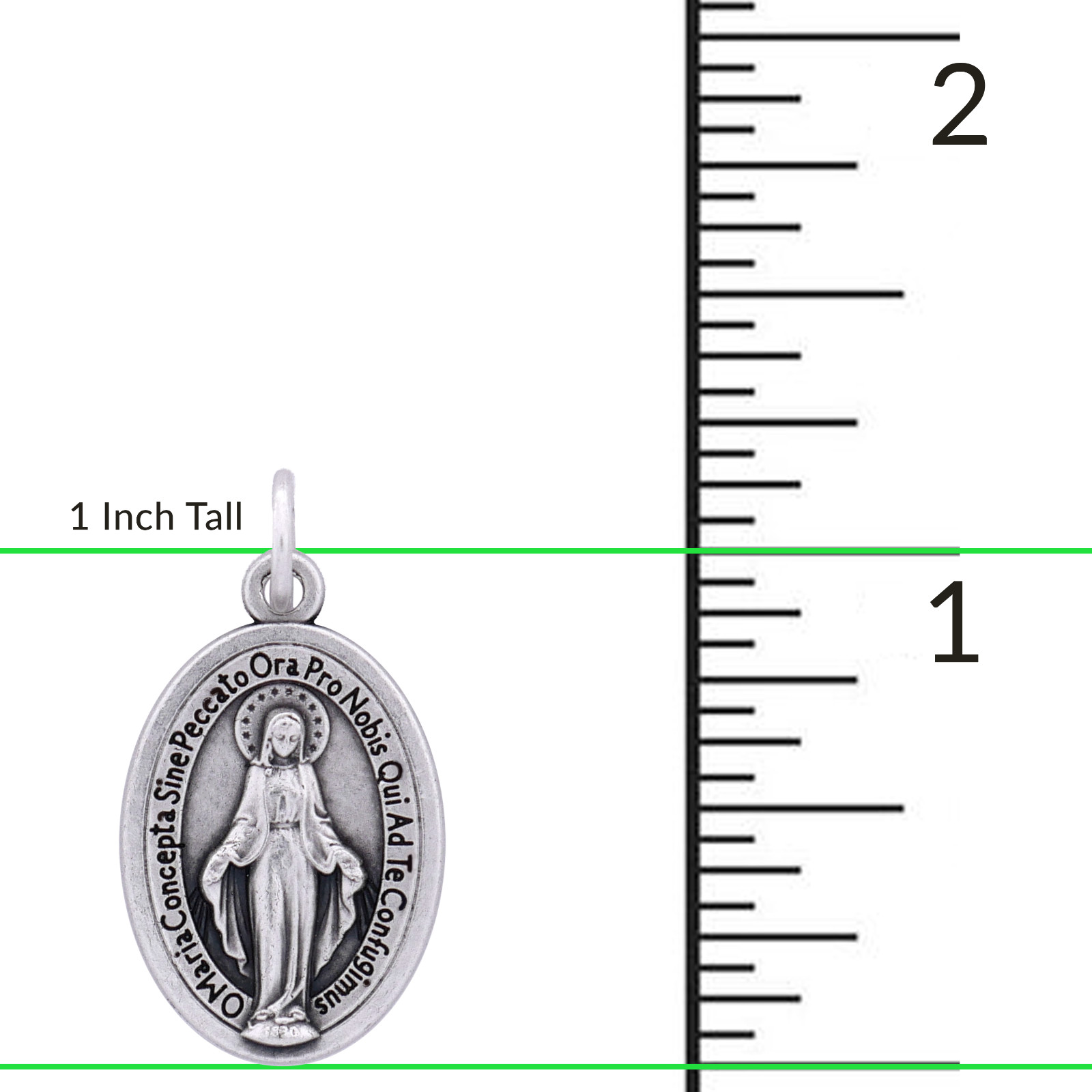 100 Pack LATIN Miraculous Medals 1″ Silver Plated, Made in Italy — Catholic