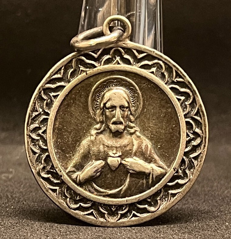 Argentina 1930´ Sacred Heart of Jesus Christ silver 900 Art Nouveau design medal