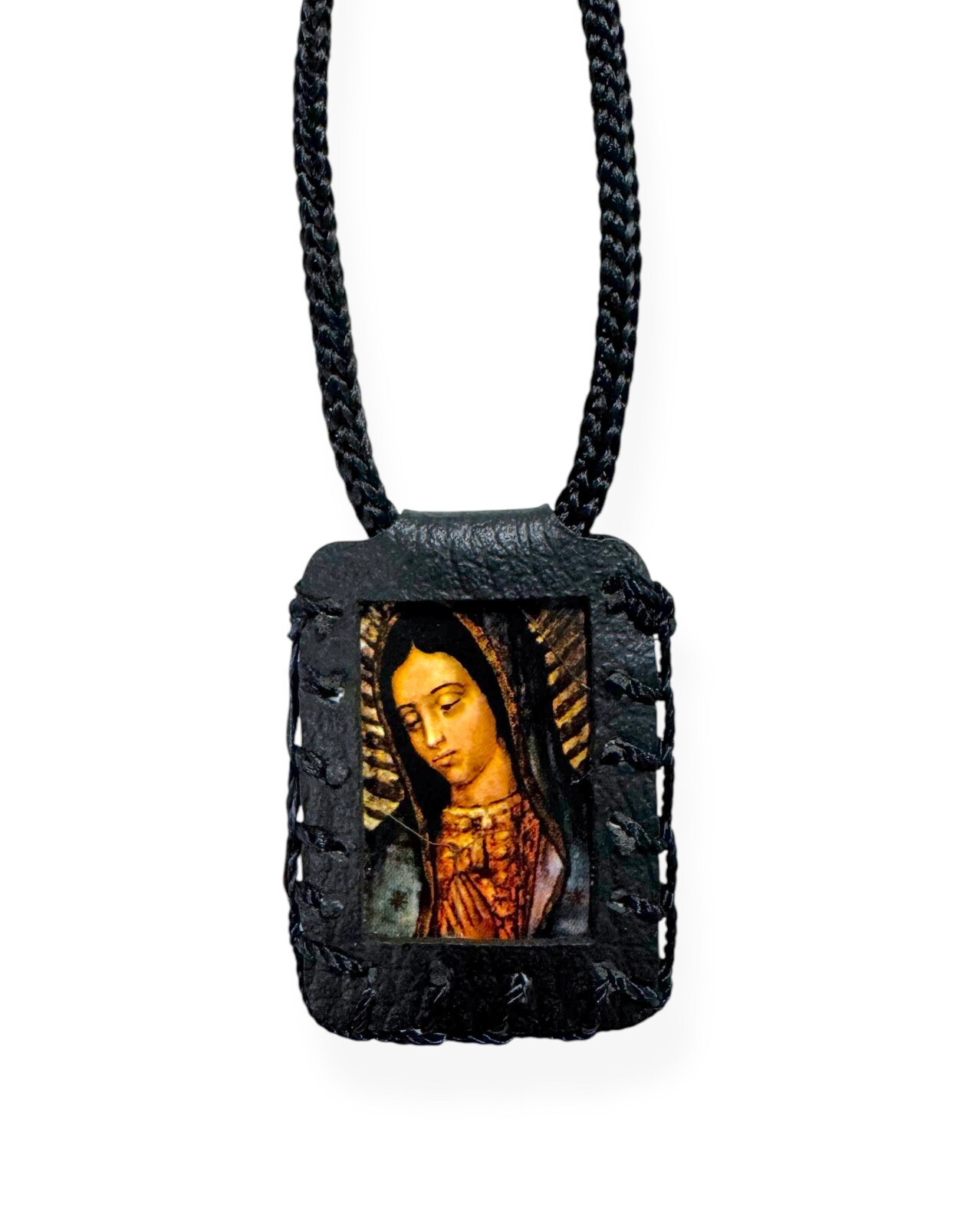 Our Lady of Guadalupe Black Scapular Necklace Collar Escapulario Virgen Gift New