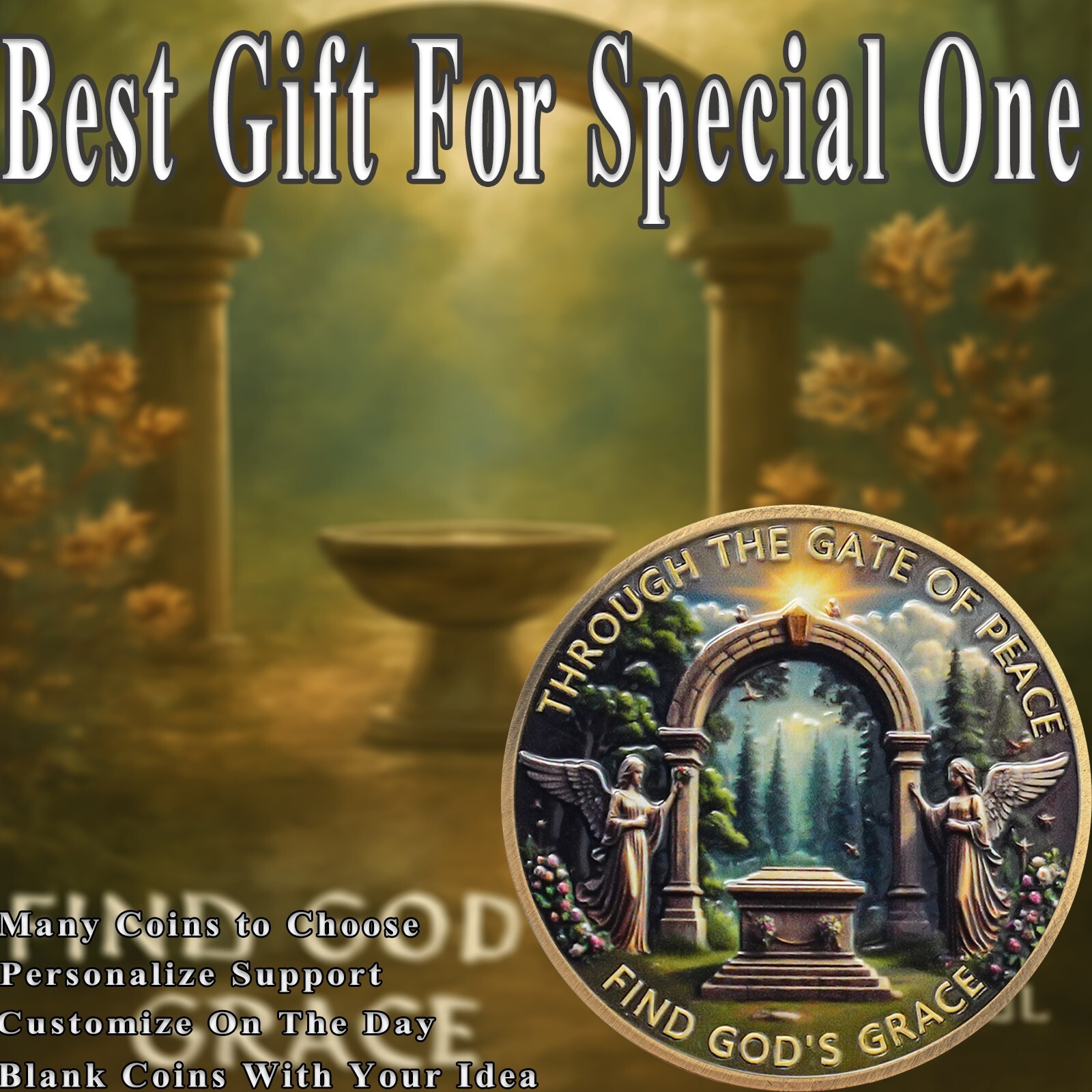 5Pc Christian Challenge Coin Find God’s Grace Matthew 7:7 Bible Verse Faith Coin
