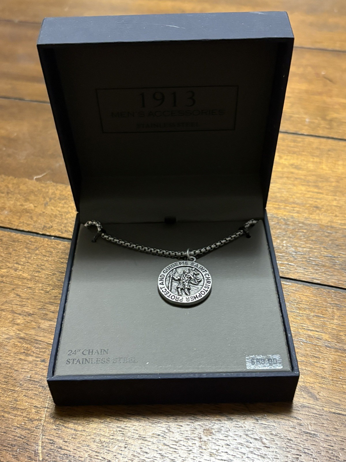 1913 St Christopher Necklace Stainless Steel Brand New in box