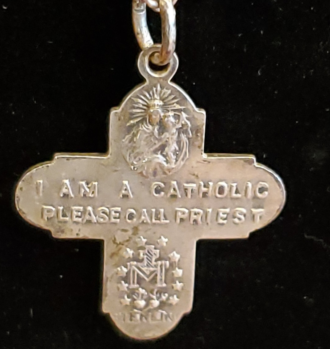 Sterling Silver “I am Catholic” Cross 4 way Pendant Chain 26″ ~ 10g