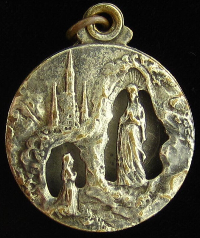 Vintage Mary Medal Slider Saint Bernadette of Lourdes Catholic Light in Weight
