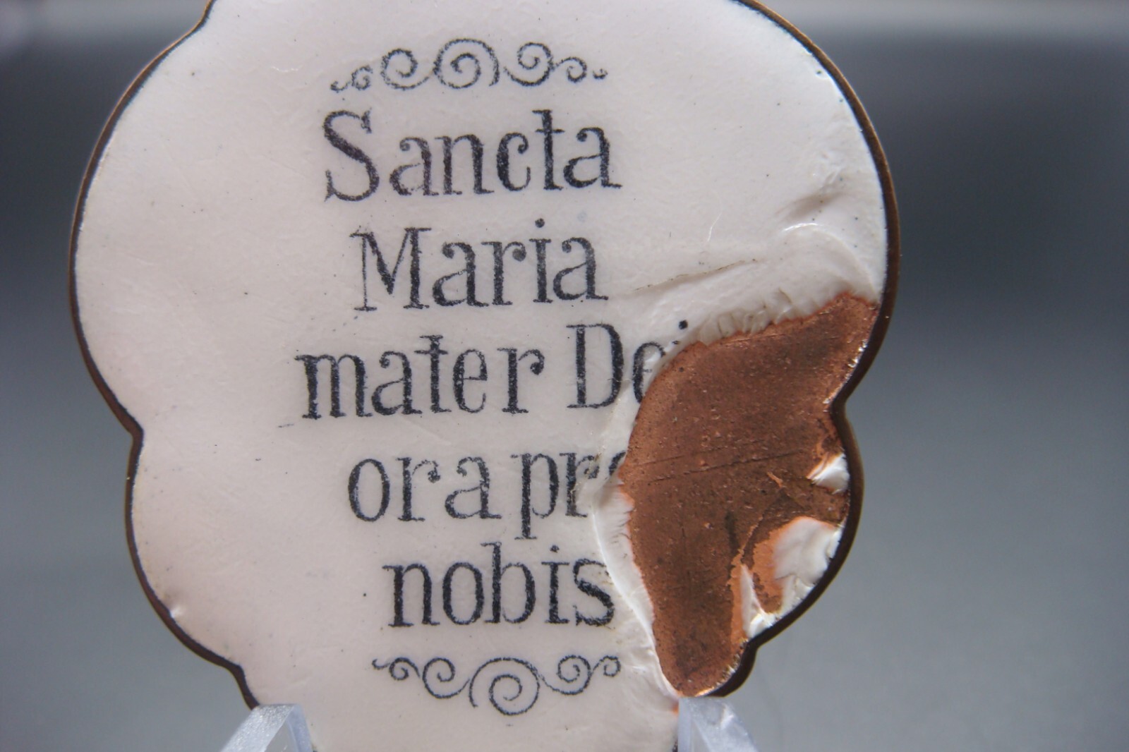 Rare Antique Virgin Mary Mater Dei Ora Pro Nobis Enamel Holy Icon Medal Pendant