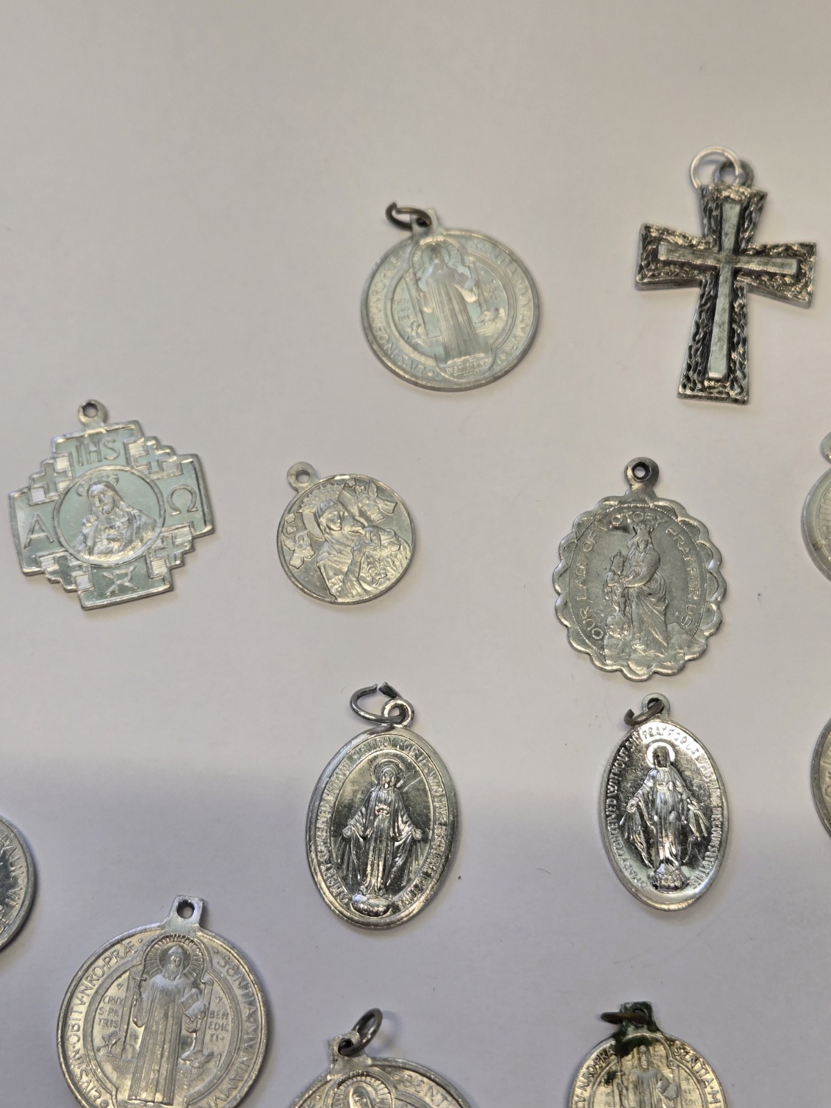 Vintage 39 Piece Lot Aluminum Catholic Medals Half Marked Italy France Germany