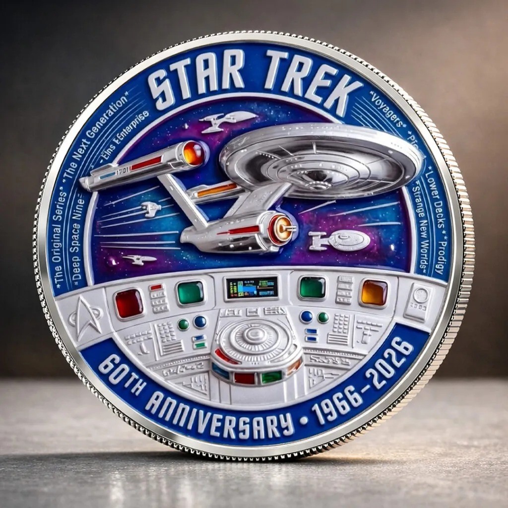 Star Trek 60th Anniversary Coin 1966-2026 TOS TNG DS9 Voyager Enterprise Medal