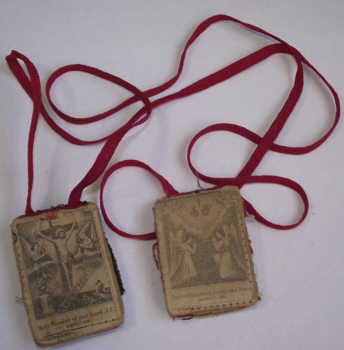 Multi color scapular Holy Passion of Jesus Christ Sacred Hearts Mary save us