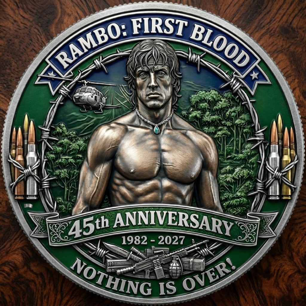 Rambo First Blood 45th Anniversary Coin 1982-2027 Sylvester Stallone Medal