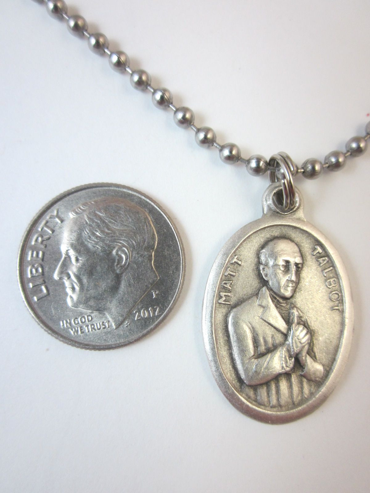 Venerable Matt Talbot Medal Pendant Necklace 24″ Ball Chain Gift Box Prayer Card