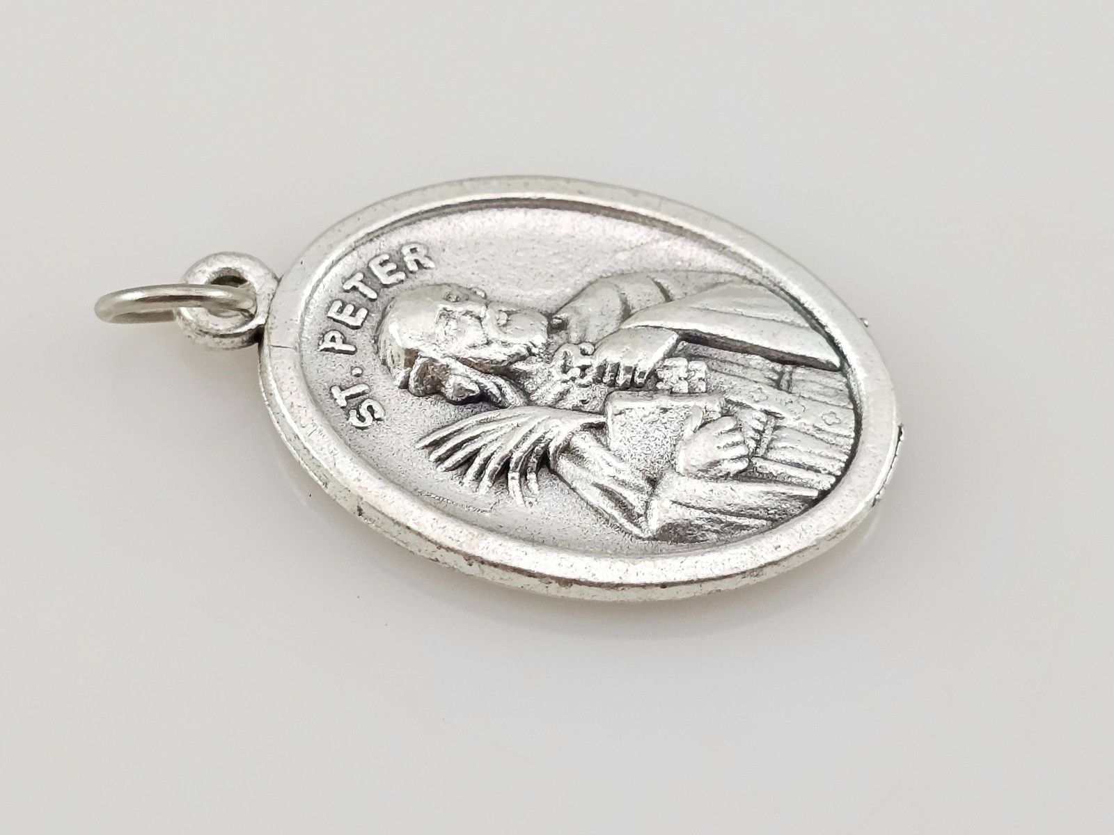 Saint Paul / Saint Peter Medal Pendant Italy 1-inch Silver Tone Metal