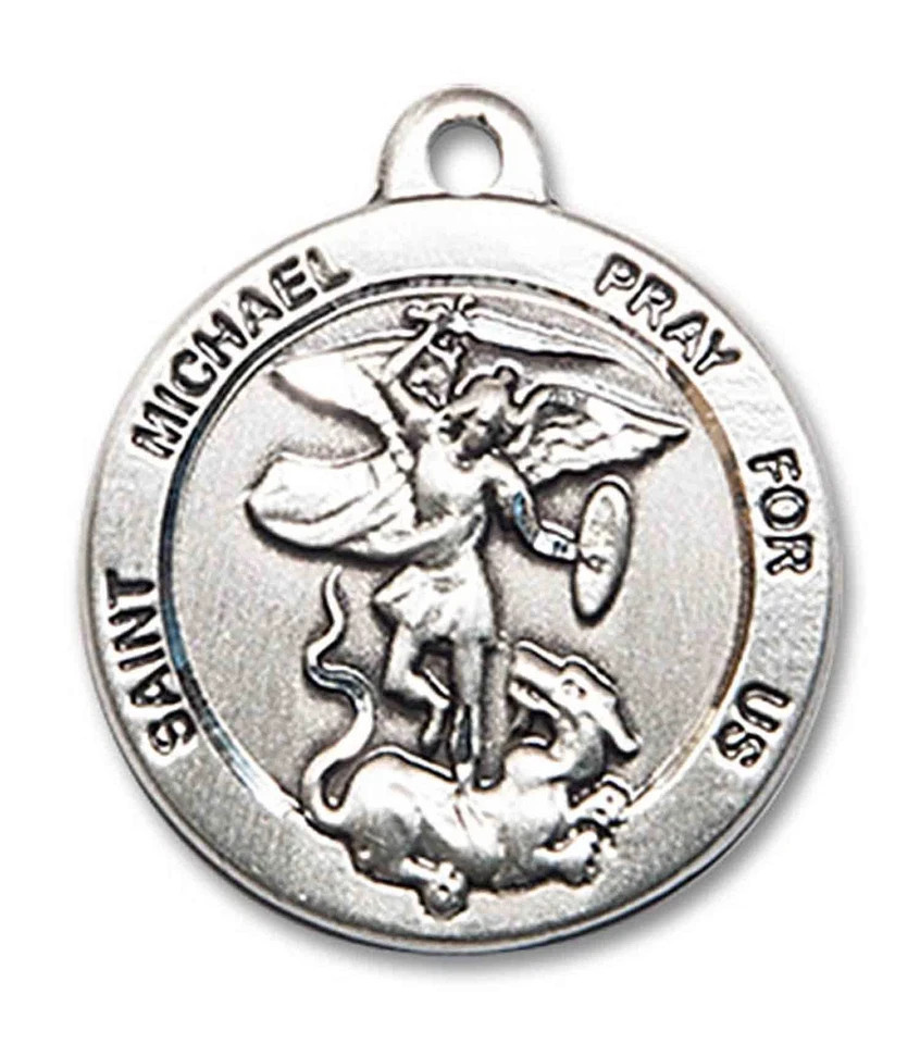 Pewter Saint Michael Air Force Catholic Medal Pendant Necklace 18″ Chain GiftBox