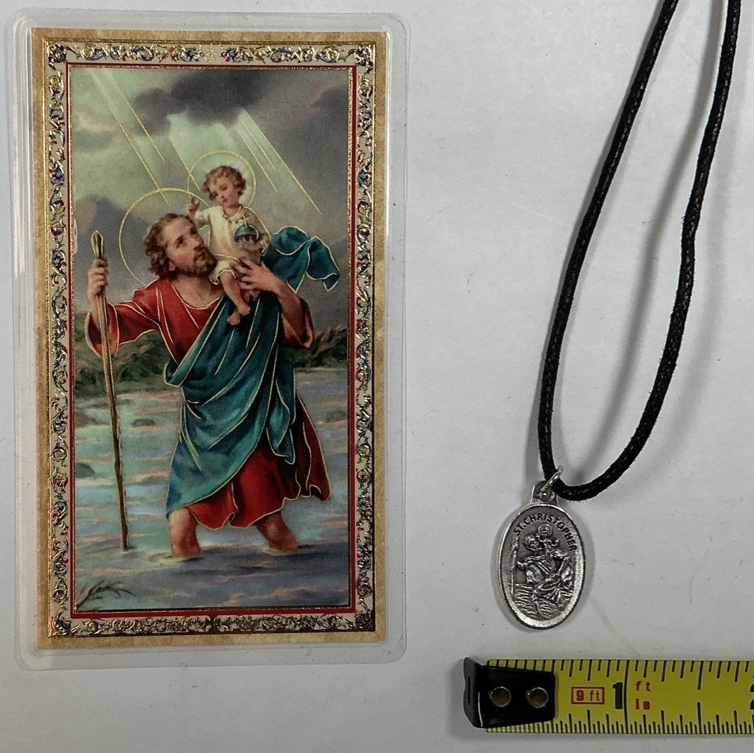 MEDAl OF SAINT CHRISTOPHER, MEDAL DE SAN CRISTOBAL, MIRACLE FAVOR IN SPANISH