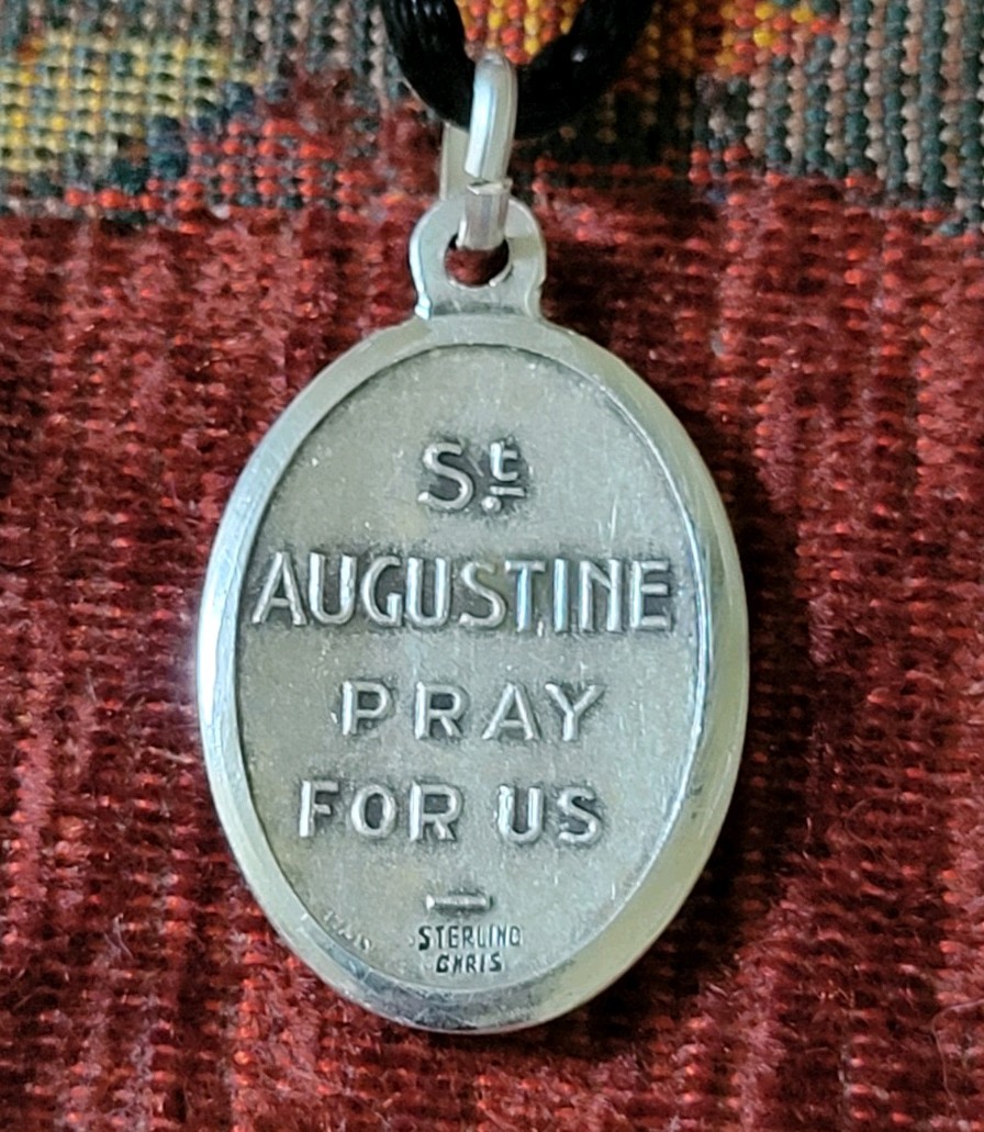 St. Augustine Sterling Vintage & New Medal Catholic patron of Brewers& Printers
