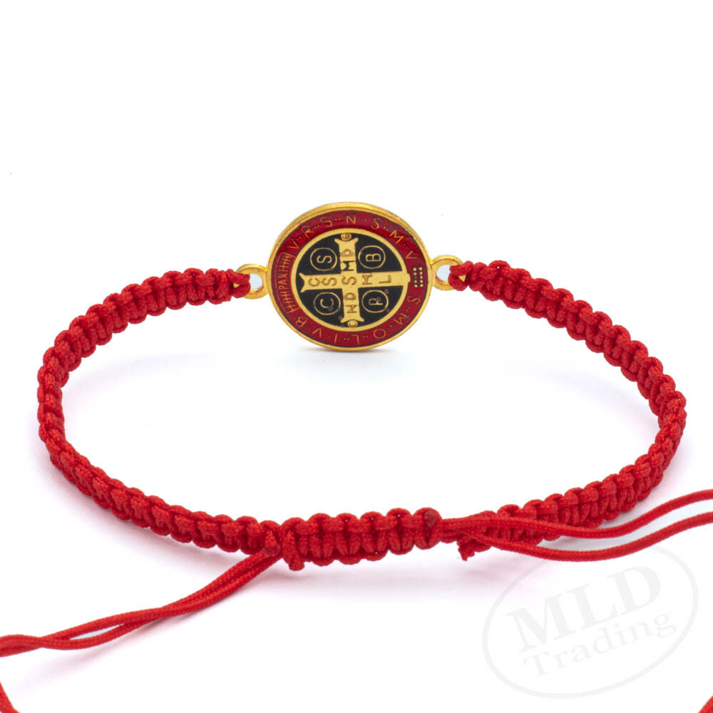 Red Saint St Benedict Medal Unity Bracelet Adjustable Pulsera Roja De San Benito