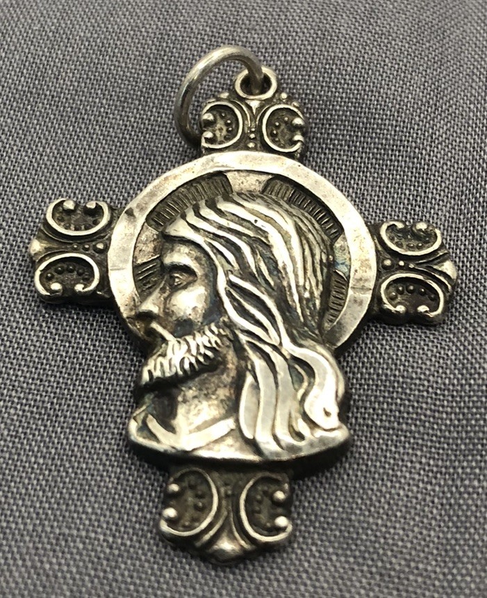 Vtg CREED Sterling Catholic Medal Jesus & Lady Of Mt. Carmel on 30 In 925 Chain