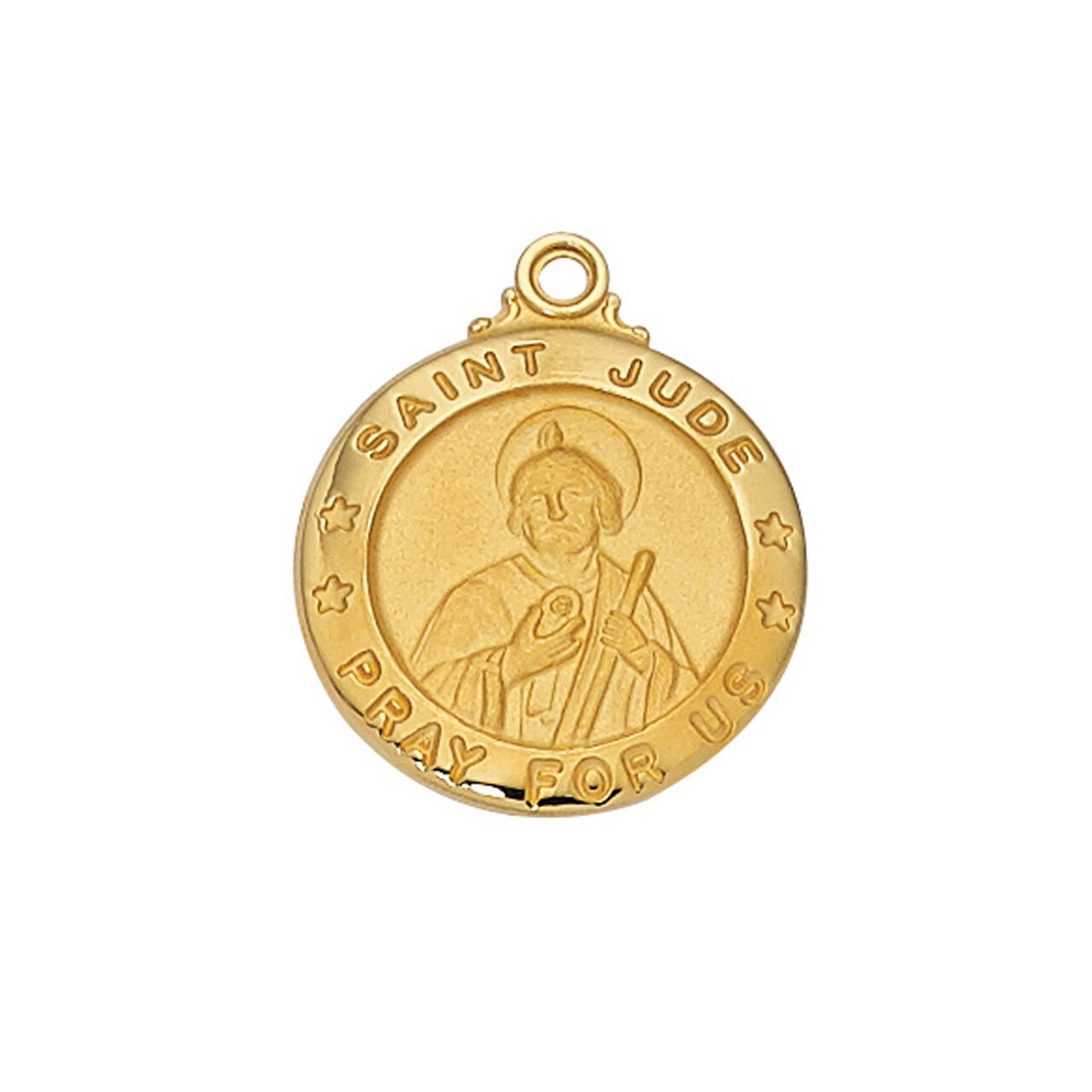 St Jude Medal Gold Over Sterling Silver Pendant 20 Inch Gold Plate Medium Chain