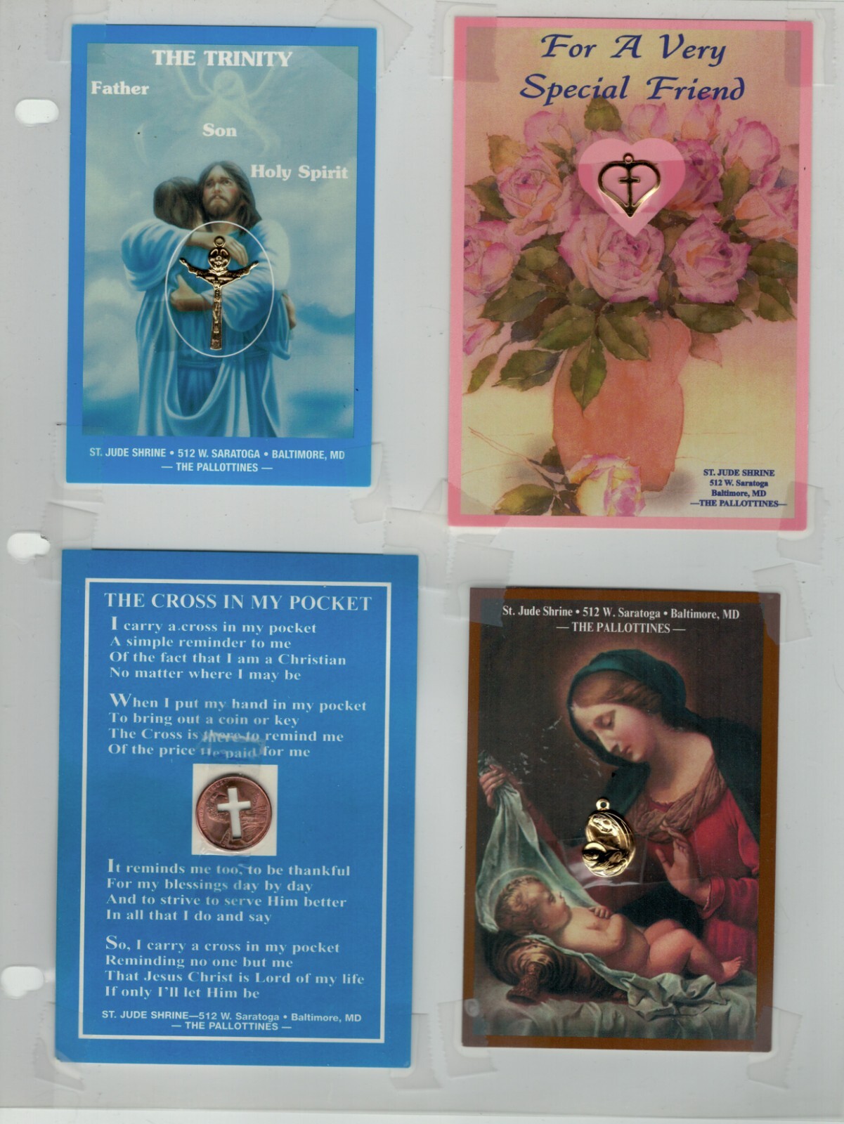 Collection of Catholic Tokens, Souvenirs, Charms, Brooches, ETC 1950s-2000s