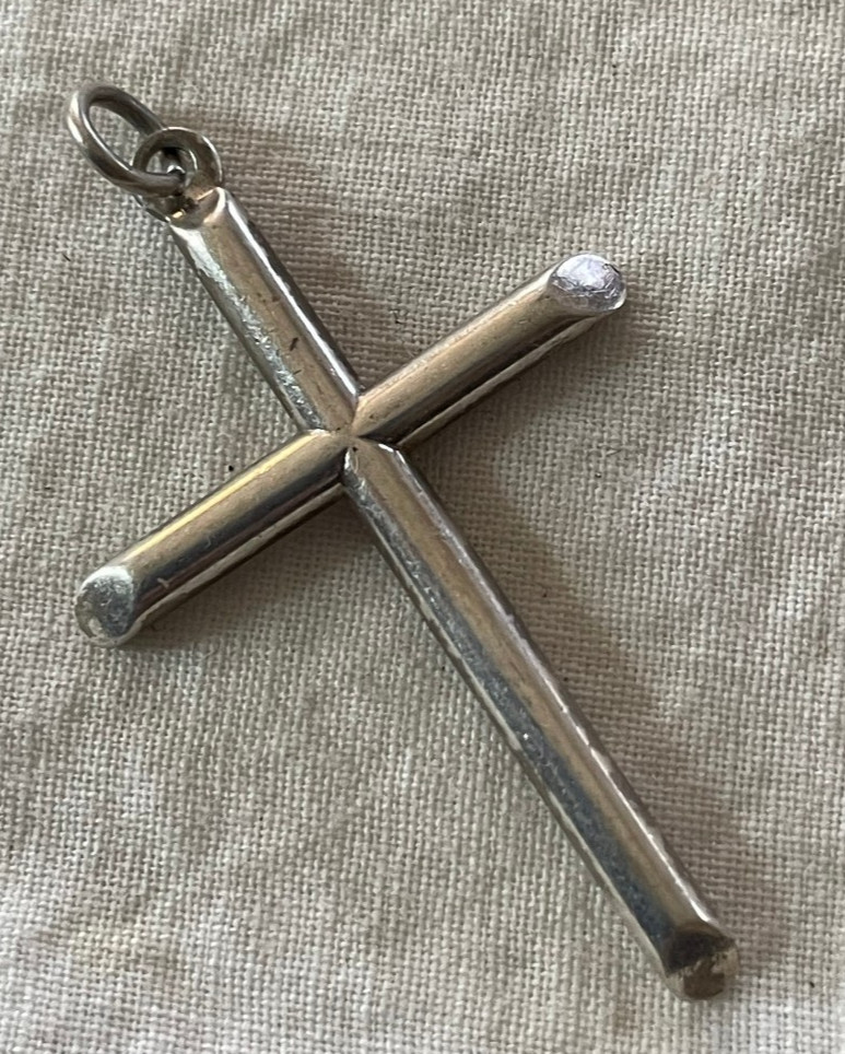 Vintage Religious Medal Holy Catholic / STERLING CROSS / – Classic Simple Design