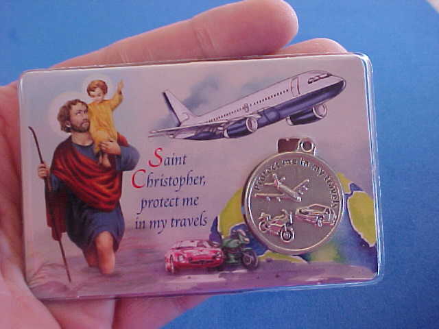 ST CHRISTOPHER ARCHANGEL ST MICHAEL Saint Medal Laminated Prayer Card Travel