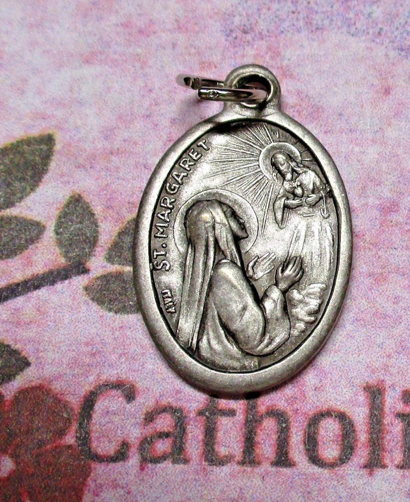 St. Saint Margaret Mary – Pray for Us – Italian Silver tone OX 1″ Medal